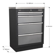 Sealey Modular 4 Drawer Cabinet 680mm APMS51 Sealey - Dynamic Drive