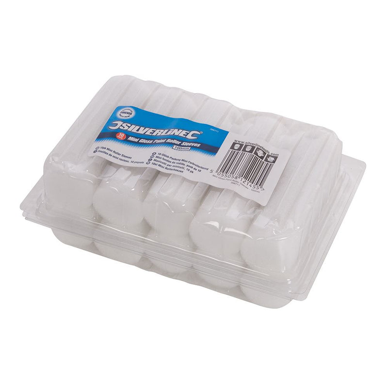 Silverline 100mm Mini Roller Sleeves 10pk Gloss Silverline - Dynamic Drive