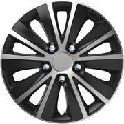4 X 15" Black & Grey Stripe Multi-Spoke Wheel Trims Hub Caps Covers Protectors Versaco  - Dynamic Drive