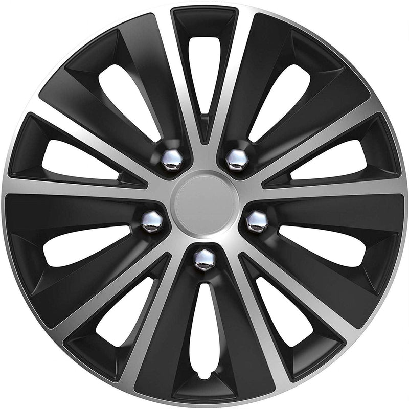 4 X 15" Black & Grey Stripe Multi-Spoke Wheel Trims Hub Caps Covers Protectors Versaco  - Dynamic Drive