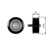 Gates V-Ribbed Belt Deflection/Guide Pulley T36433