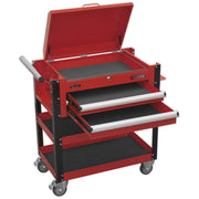 Sealey HD Mobile Tool & Parts Trolley 2 Drawer & Locking Top - Red AP760M Sealey  - Dynamic Drive