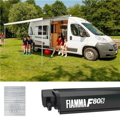 Fiamma F80S 290 Awning Deep Black Case Royal Grey Fabric Motorhome Caravan Van Fiamma  - Dynamic Drive
