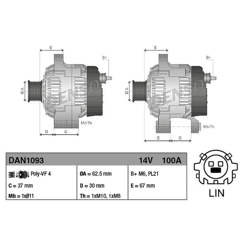Denso Car Alternator 12V DAN1093