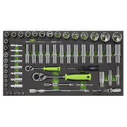 Siegen Siegen Socket Set with Tool Tray 1/4" & 1/2"Sq Drive 62pc S01271 Siegen - Dynamic Drive