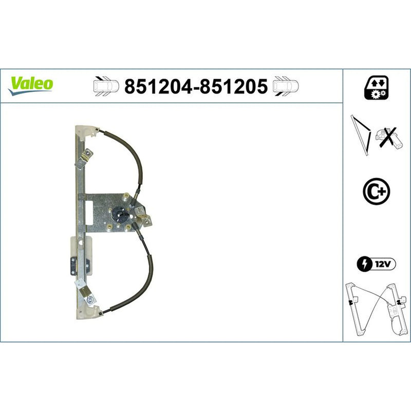 Valeo Electric Window Regulator Lifter Right Rear 851205