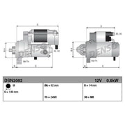 Denso Starter Motor 12V 0.6kW 9 Teeth