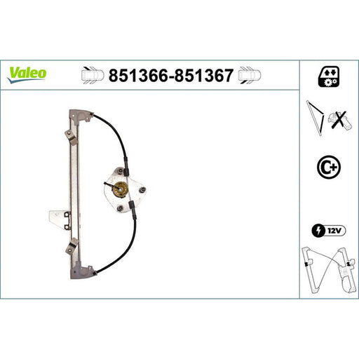 Valeo Electric Window Regulator Lifter Right Rear 851367