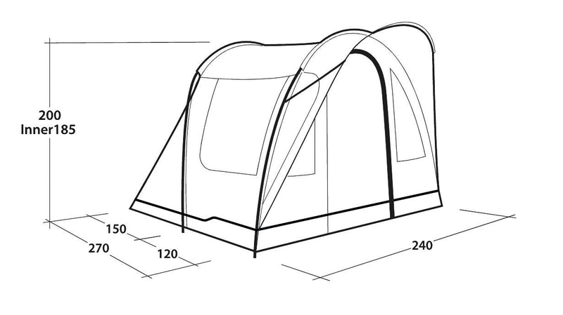 Outwell Sky 2 Pole Tent Blue 2 Person Outwell - Dynamic Drive