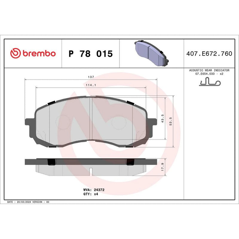 Brembo Front & Rear Pads fits Subaru Impreza 2000-2009 1.5 1.6