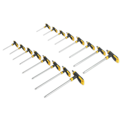 Sealey T-Handle TRX-Star* & Hex Key Set 16pc S0916 Siegen by Sealey - Dynamic Drive