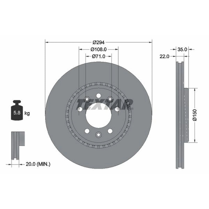 Textar 2 x Rear Brake Discs 92287103-x2