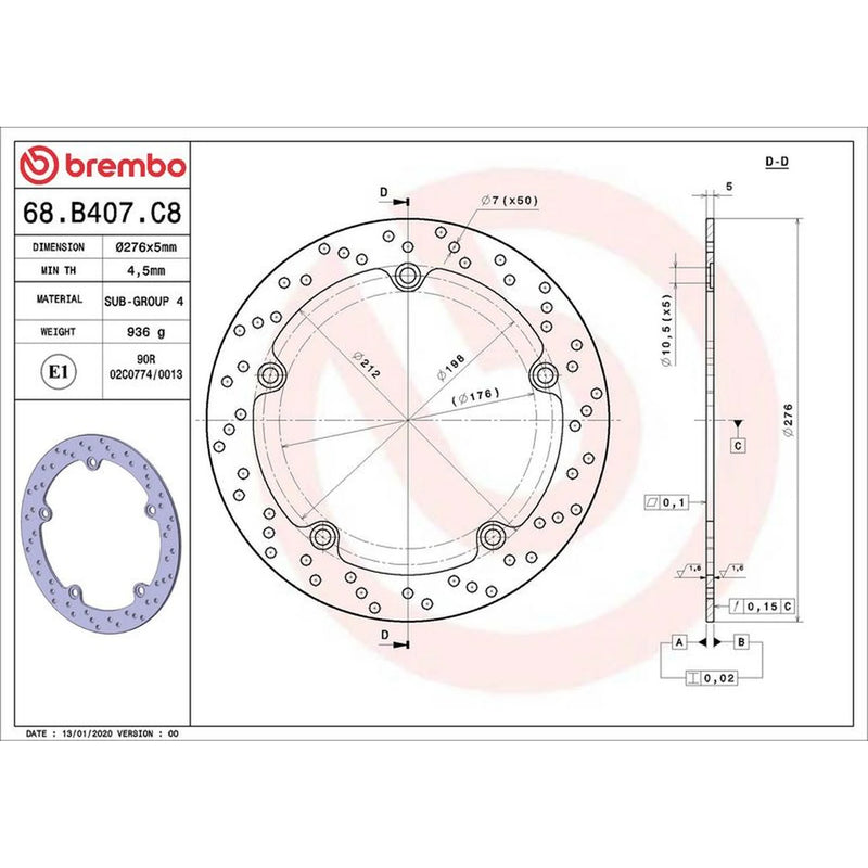 Brembo Front Rigid Brake Disc & Rear Rigid Brake Disc Brake Discs fits BMW R 850