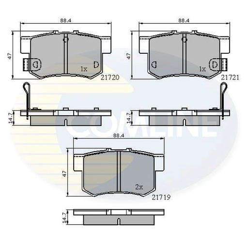 Comline 4 x Rear Brake Pad Set fits Acura Legend 1988-1991 2.0