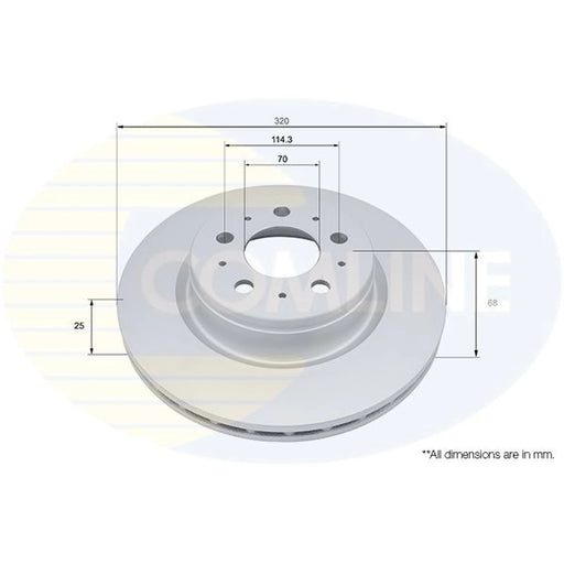 Comline 2 x Internally Vented Brake Discs fits Tesla Model 3 2017-2020