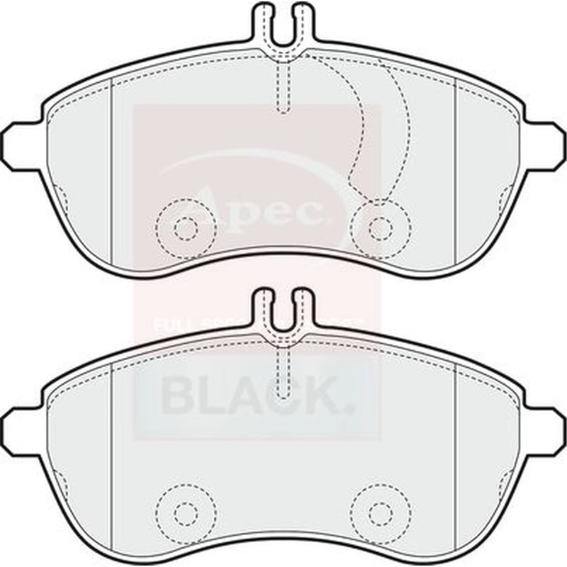 Apec Black Front Brake Pad Set fits Mercedes-Benz C-Class 2007-2014
