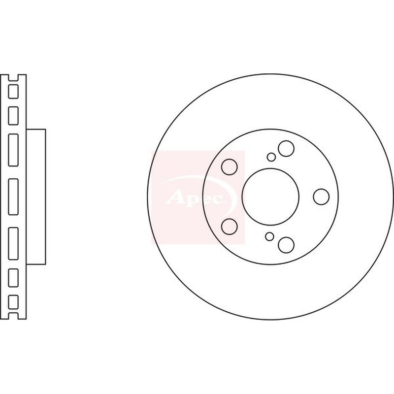 Apec 2 x Vented Brake Discs fits Toyota Avensis Verso 2001-2009 2.0