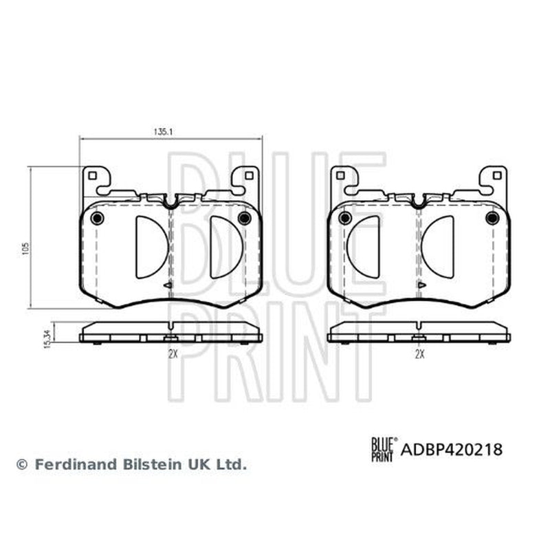 Blue Print Front Brake Pad Set fits Jaguar F-Pace 2018 on 5.0