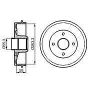 Bosch 2 x Brake Drums fits Renault Laguna I 1993-2002 1.6 1.8 1.9 2.0 2.2