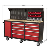 Sealey Mobile Workstation 10 Drawer with Backboard AP6310 Sealey - Dynamic Drive