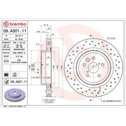 Brembo 2 x Perforated/Vented Brake Discs fits Lexus Is II 2007-2013