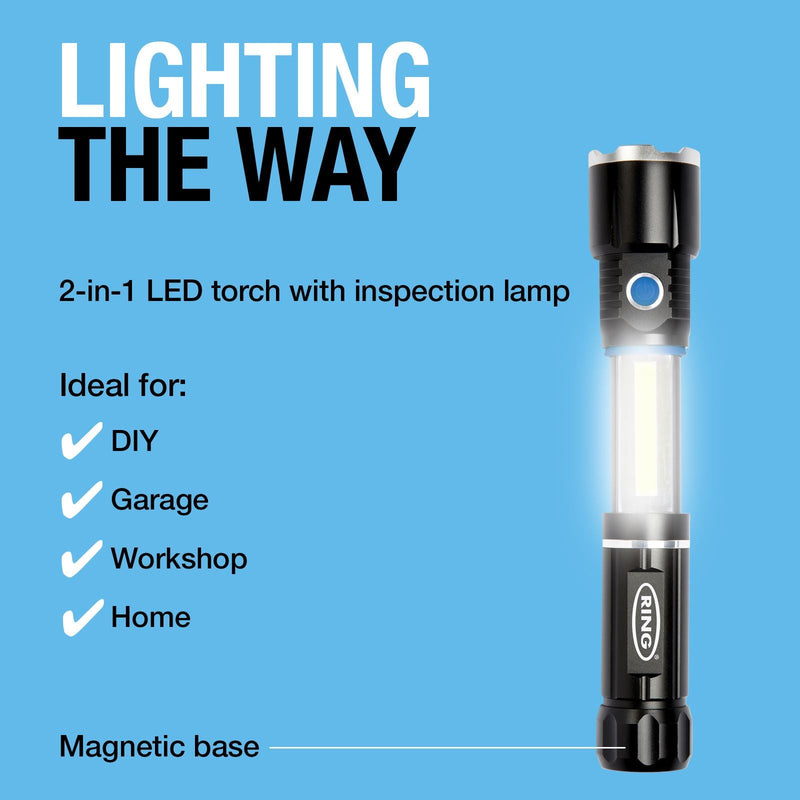 CCA Ring Telescopic LED Torch with Lamp - RT5195 Ring Automotive - Dynamic Drive