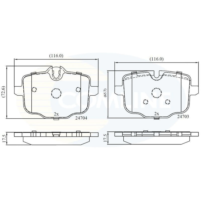 Comline 4 x Rear Brake Pad Set fits BMW 3 2020-2021