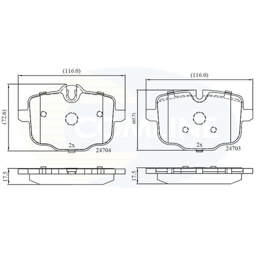 Comline 4 x Rear Brake Pad Set fits BMW 3 2020-2021