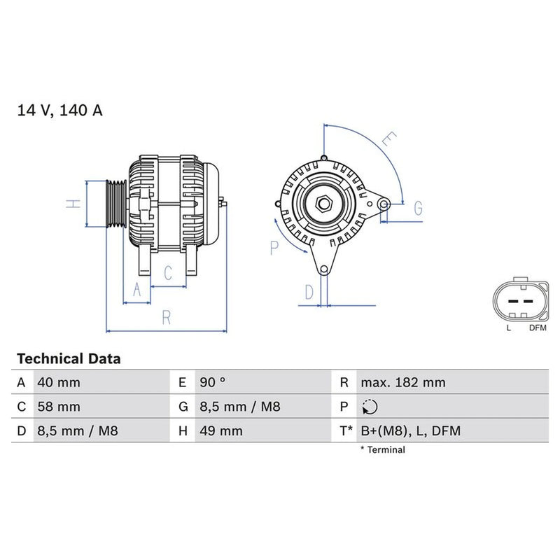Bosch Car Alternator 12V 0 986 083 050