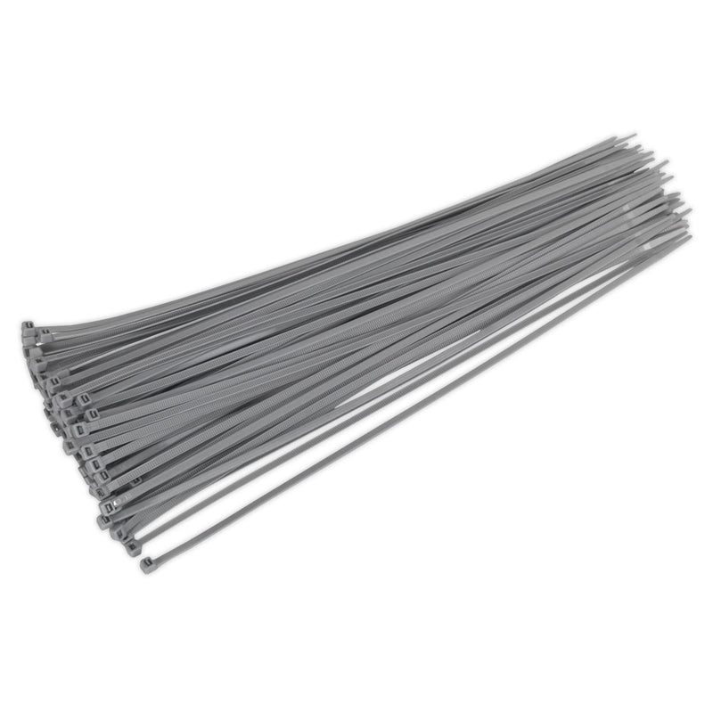 Sealey Cable Tie 380 x 4.8mm Silver Pack of 100 CT38048P100S Sealey  - Dynamic Drive
