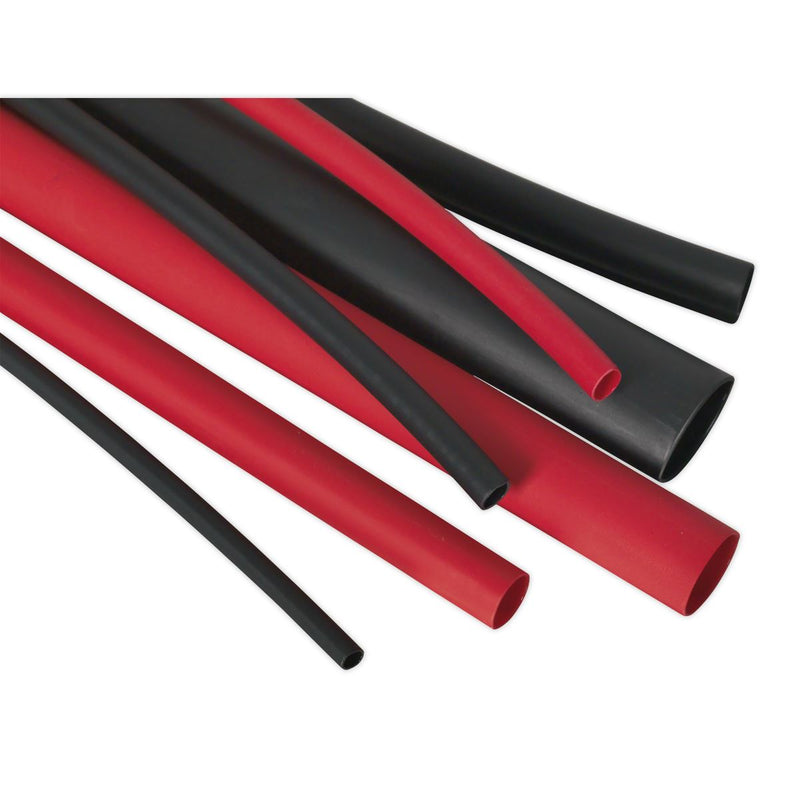 Sealey Heat Shrink Tubing Assortment 72pc Black & Red Adhesive Lined 200mm Sealey - Dynamic Drive