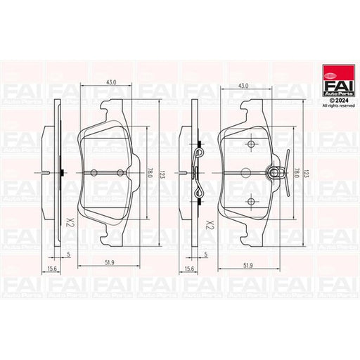 FAI Rear Brake Pad Set fits Cadillac Bls 2006-2010 1.9 2.0 2.8