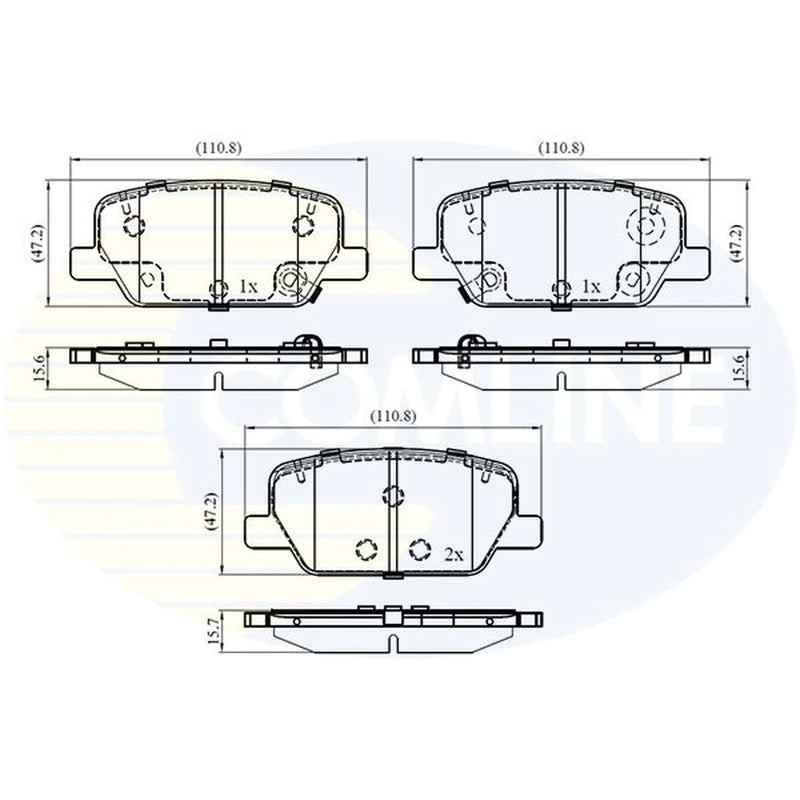 Comline Rear Brake Pad Set fits Hyundai Santa Fe IV 2018-2020 2.0 2.2 2.4 3.5