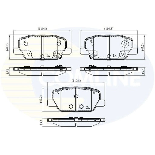 Comline Rear Brake Pad Set fits Hyundai Santa Fe IV 2018-2020 2.0 2.2 2.4 3.5