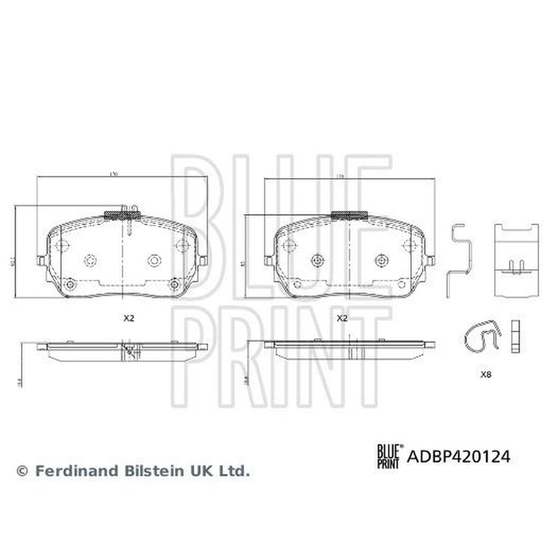 Blue Print Front Brake Pad Set fits Mercedes-Benz Gle 2018-2023