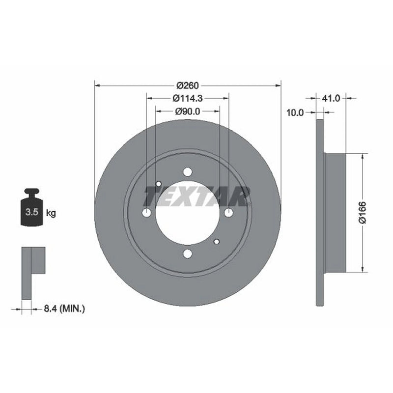 Textar 2 x Solid Rear Brake Discs 92083003-x2
