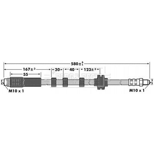 Borg & Beck Brake Hydraulic Hose Line Front Right BBH6929
