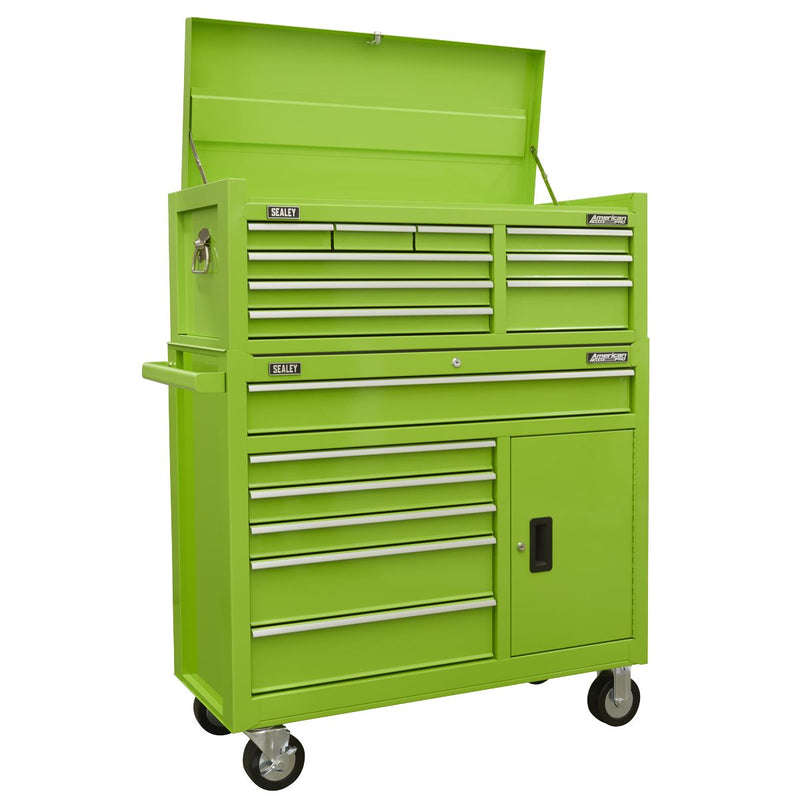 American Pro American PRO Topchest & Rollcab Combination 15 Drawer - Green American Pro - Dynamic Drive