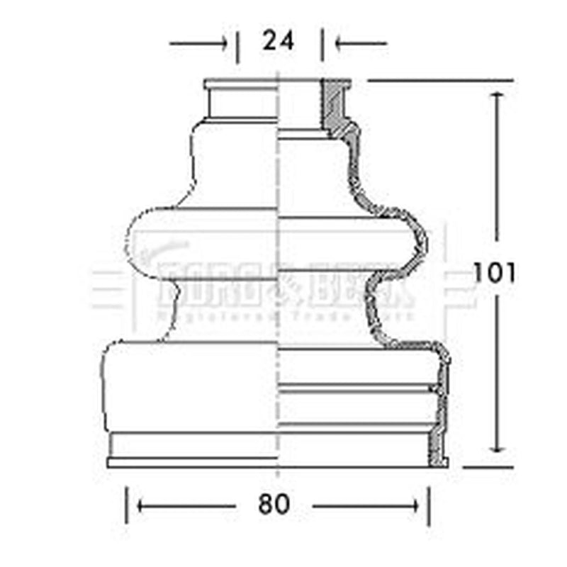 Borg & Beck Drive Shaft Bellow Kit transmission sided BCB2651