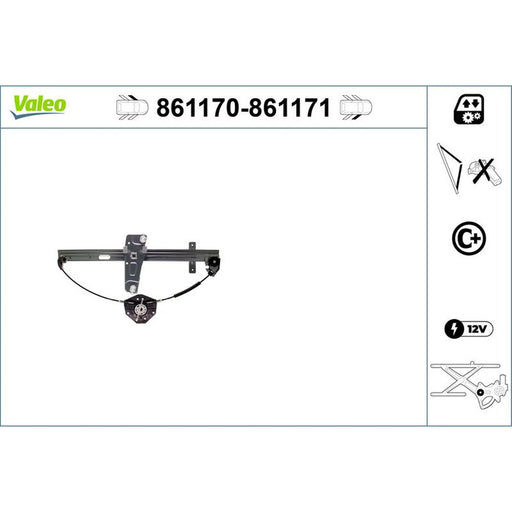 Valeo Electric Window Regulator Lifter Right Front 861171