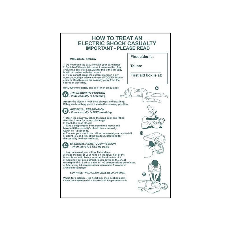 Scan How To Treat An Electric Shock Casualty - PVC Sign 400 x 600mm Scan - Dynamic Drive