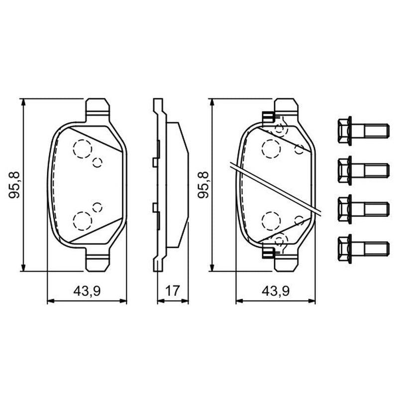 Bosch Front & Rear Pads fits Fiat 500L 2012-2018 0.9 1.3 1.4 1.6