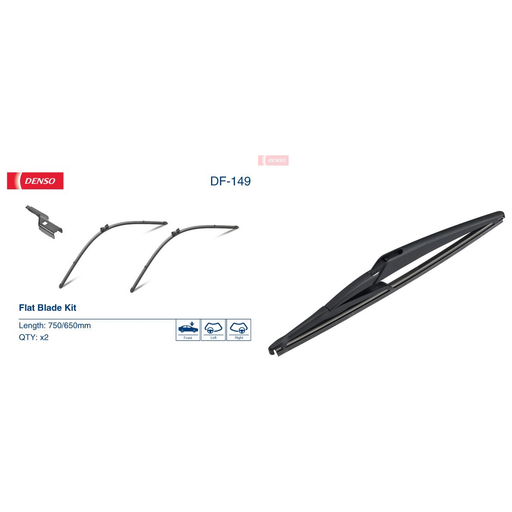 Denso Front & Rear Wiper Blade Set fits Ford S-Max 2006-2014