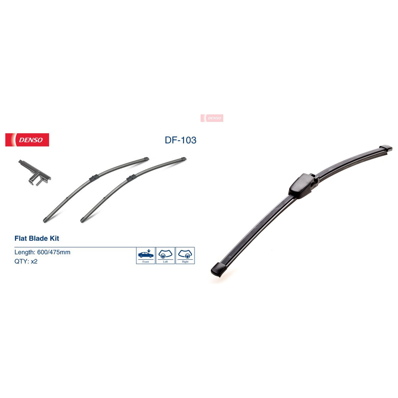 Denso Front & Rear Wiper Blade Set fits VW Golf V 2003-2009 1.4 1.6 1.9 2.0