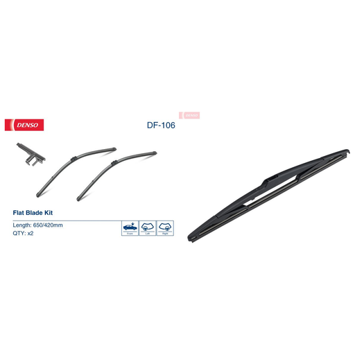 Denso Front & Rear Wiper Blade Set fits Ford Focus II 2004-2012