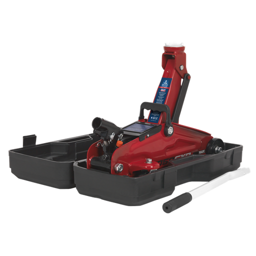 Sealey Trolley Jack 2 Tonne Short Chassis with Storage Case 1050CXD Sealey - Dynamic Drive