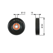 Gates V-Ribbed Belt Tensioner Pulley OD Wide T39177