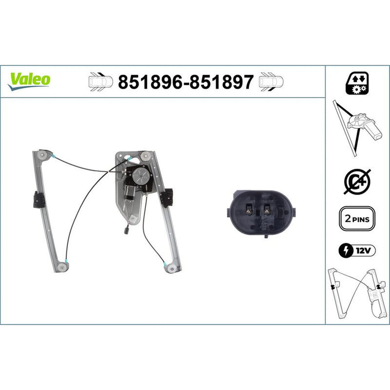 Valeo Electric Window Regulator Lifter Right Front 851897