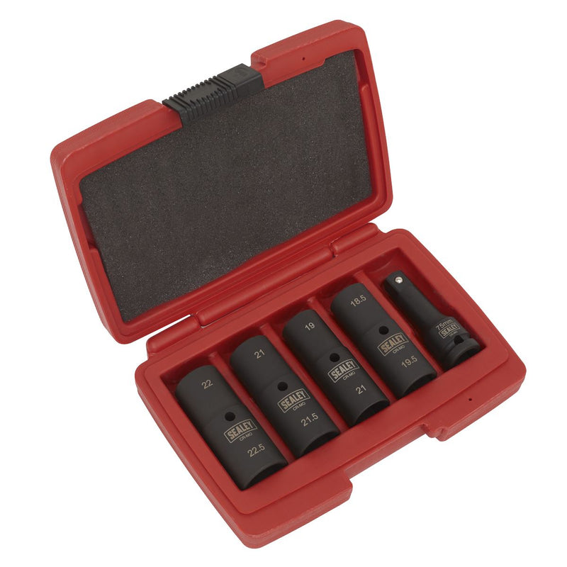 Sealey Deep Impact Socket Set 1/2"Sq Drive 77mm Double Ended 18.5-22.5mm 5pc Sealey - Dynamic Drive