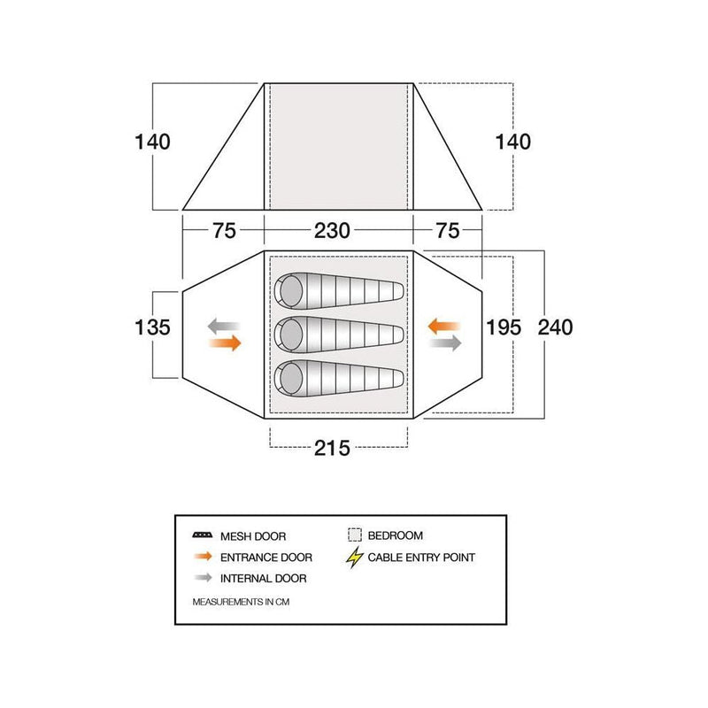 Vango Classic Instant 300 Orange 3 Person Poled Tent Vango - Dynamic Drive